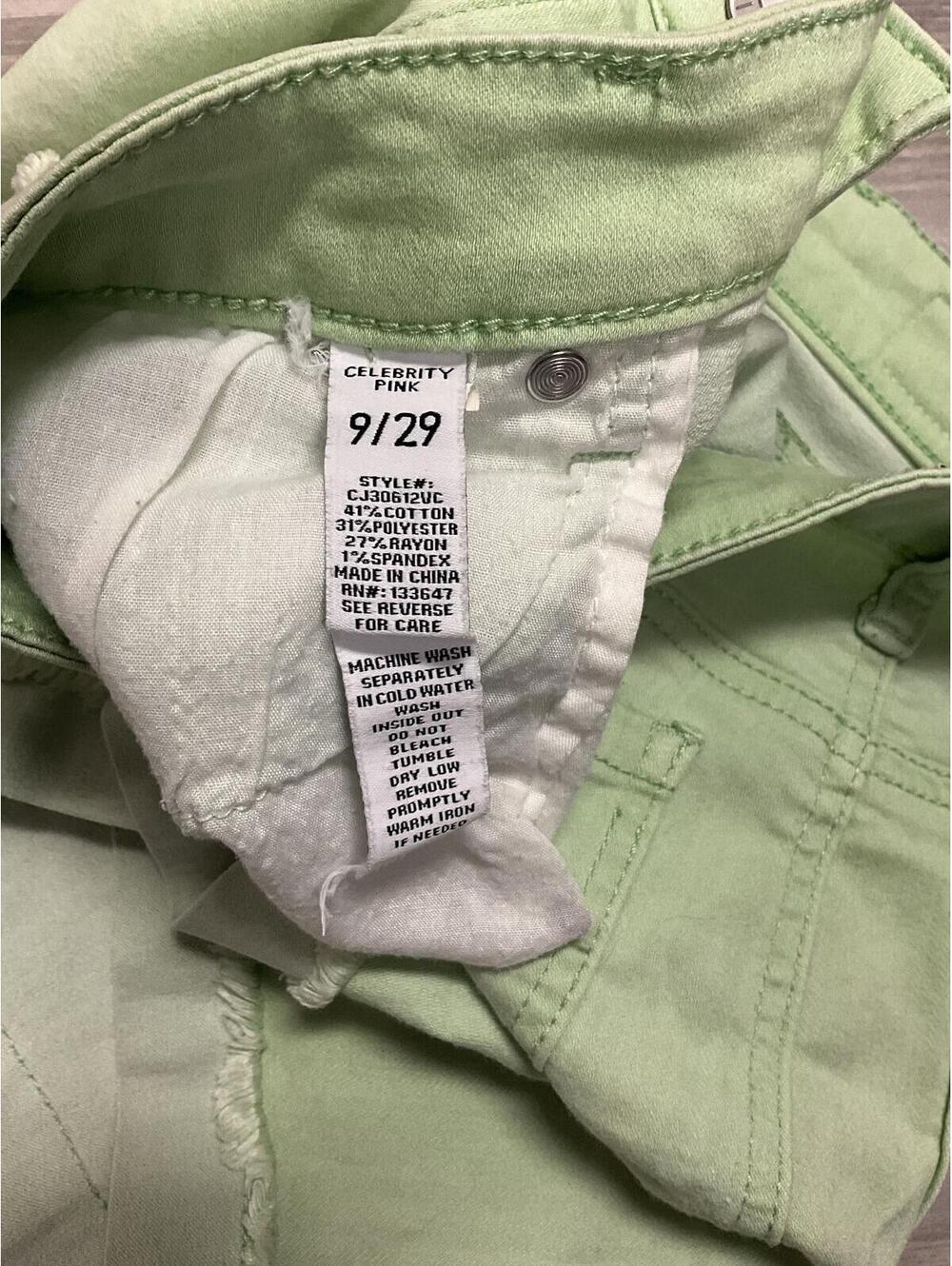 Celebrity Pink Lime Green Denim Shorts 9 - Picture 4 of 4